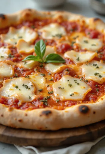 Pizza al Grana Padano với phô mai và húng quế