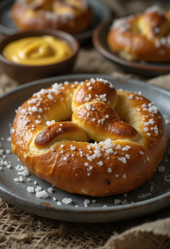 Pretzel bột đậu gà nướng vàng nâu, vỏ mặn