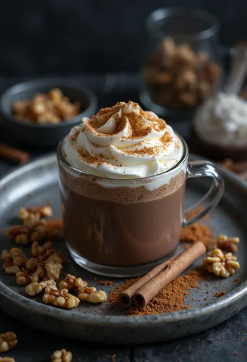 Socola nóng óc chó hương quế được phục vụ