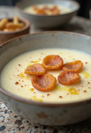 Súp kem cần tây xúc xích hun khói được dọn ra