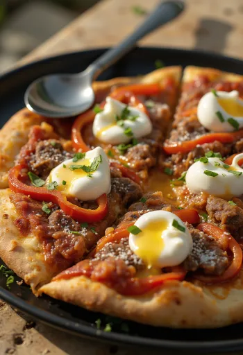 Pizza Iskender bày biện sẵn sàng