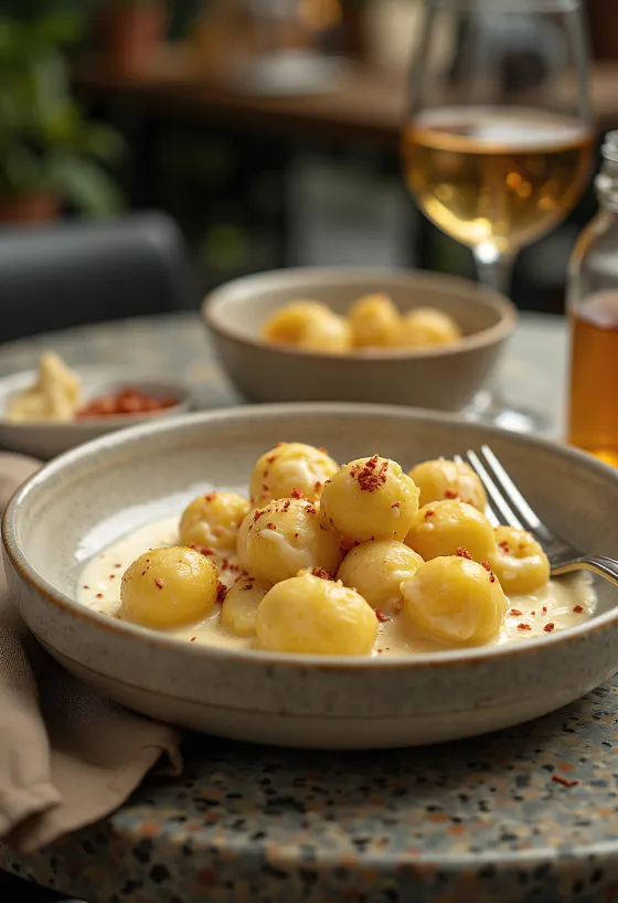 Gnocchi ớt được bày biện