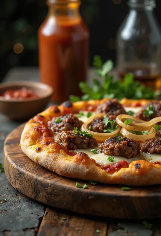 Pizza Kenyan Nyama Choma bày biện sẵn sàng