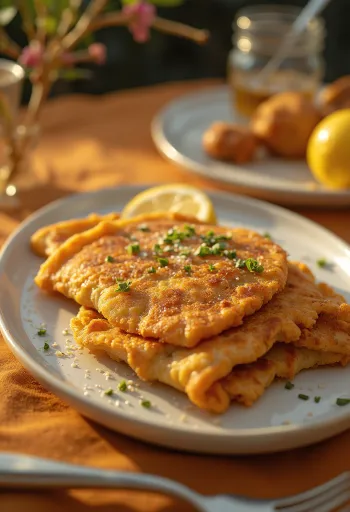 Bánh kếp Schnitzel được trình bày