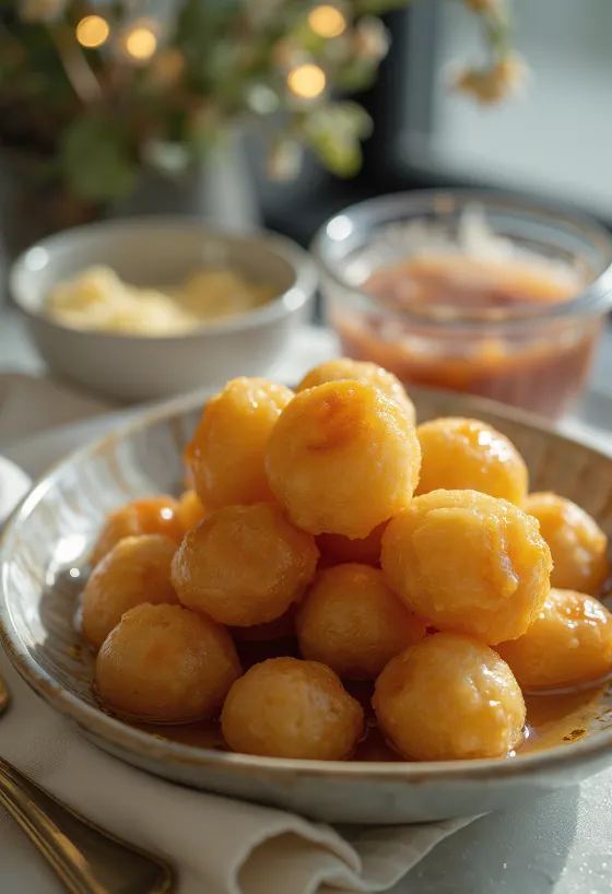 Bánh rán mật ong Awama Trung Đông được dọn ra