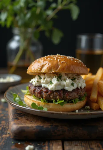 Burger Hy Lạp với sốt tzatziki