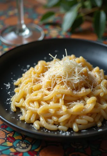 Cơm Risotto Ý kết cấu kem, trang trí với phô mai và gia vị