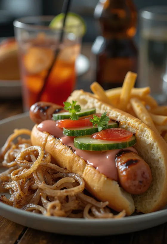 Hot Dog Công Thức Bí Mật được bày biện