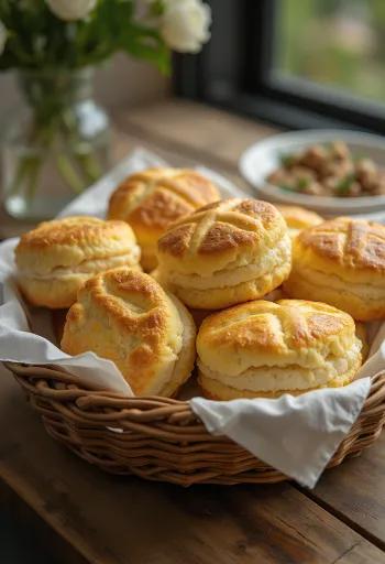 Bánh pogácsa phô mai tươi mềm mại nướng vàng nâu, phủ lớp phô mai giòn trên mặt