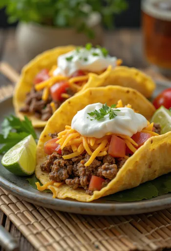 Taco nhân thịt ăn kèm rau củ và phô mai