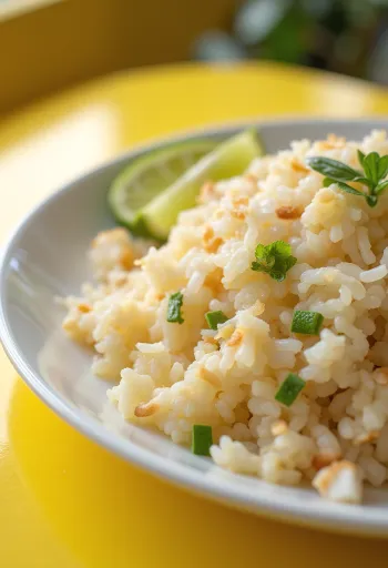 Cơm dừa lá quế được bày ra đĩa