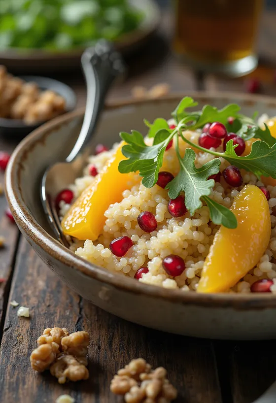 Salad hạt quinoa cam tươi ngon trên đĩa
