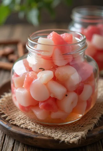 Vỏ dưa hấu ngâm trong lọ thủy tinh