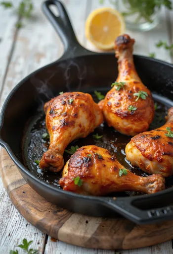 Đùi gà nướng gia vị cay dùng kèm rau củ tươi