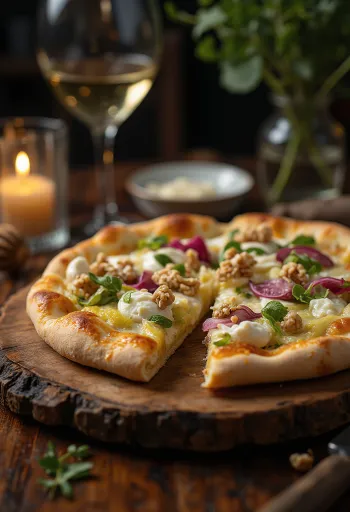 Pizza Radicchio với gorgonzola và quả óc chó