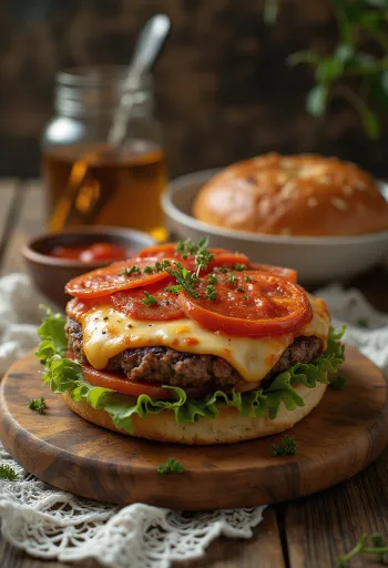 Burger Pizza được bày ra đĩa