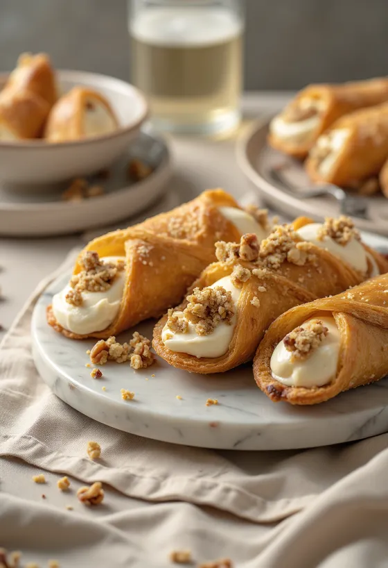 Món tráng miệng cannoli kẹo hạt giòn