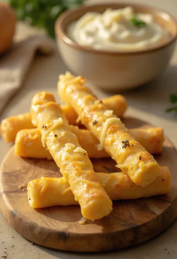 Bánh que phô mai giòn rụm nướng vàng nâu, phủ đầy phô mai bào