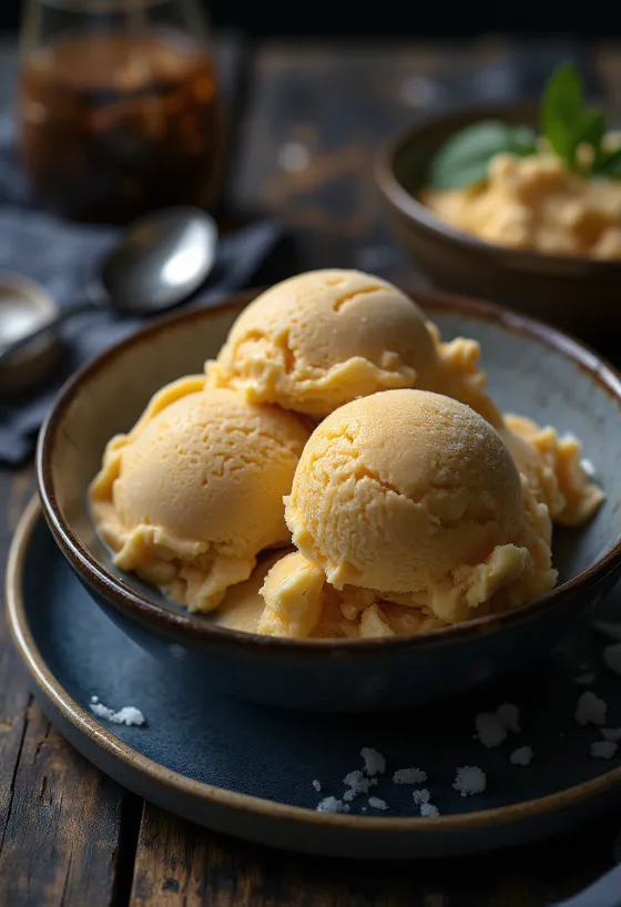 Kem bơ nâu được phục vụ