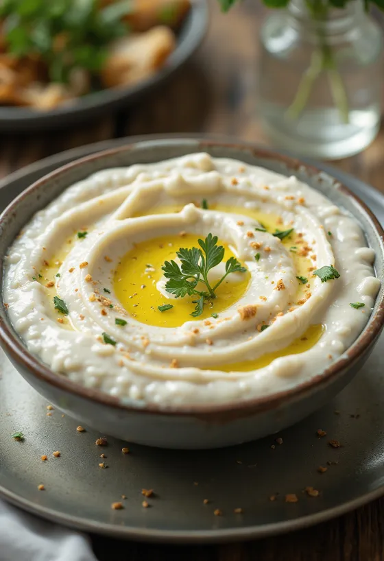 Sốt sữa chua Tahini được phục vụ