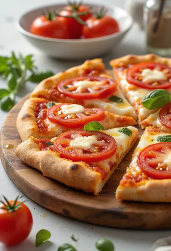 Pizza al Pomodoro Fresco với cà chua tươi và mozzarella
