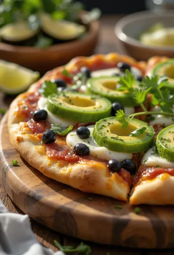 Pizza Mexicana với ớt jalapeño, đậu đen và bơ