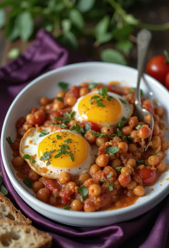 Cà tím đút lò với đậu gà thuần chay được trình bày