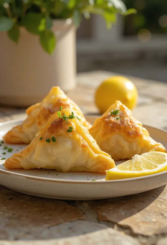 Samosa vẹm sốt kem được bày biện