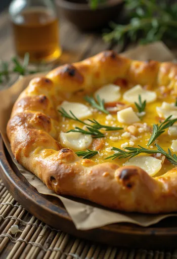 Pizza al Rosmarino với hương thảo và parmesan