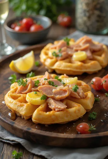 Bánh Waffle Cá Ngừ được bày biện