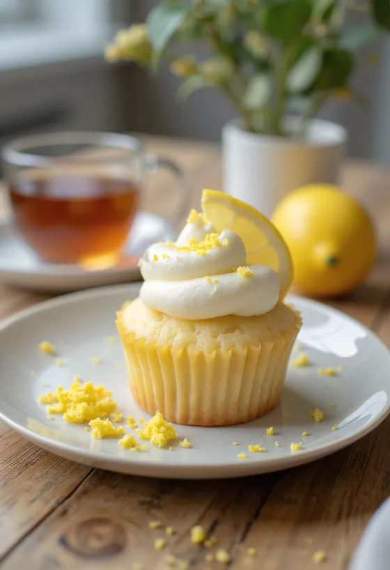 Bánh cupcake chanh không chứa gluten được phục vụ trên đĩa