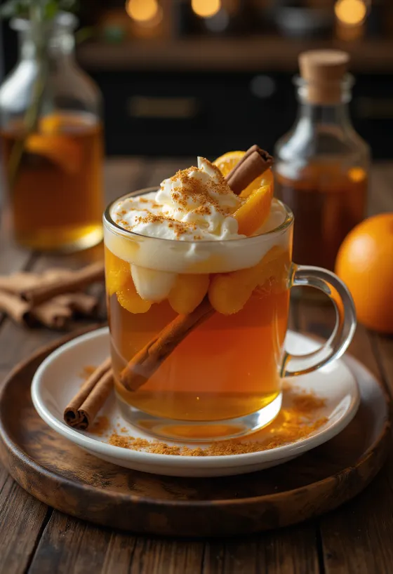 Cider cam quế phục vụ trong ly