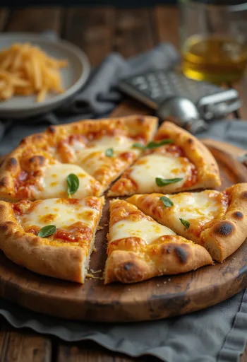 Pizza Margherita phô mai Parmesan với lớp vỏ vàng