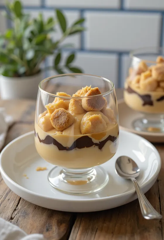 Parfait caramel hạnh nhân (marzipan) được bày biện