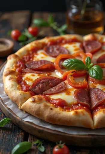 Pizza alla Campagnola với xúc xích salami và rau củ