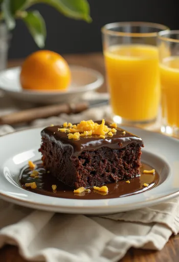 Bánh kem sô cô la cam trình bày thanh lịch