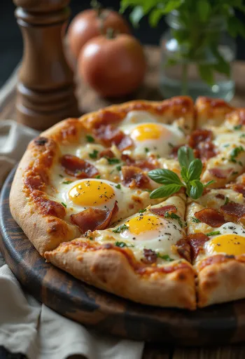 Pizza Rustica Abruzzese với thịt xông khói, trứng và phô mai pecorino