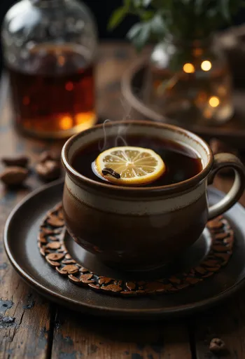 Trà rượu Rum được phục vụ trong ly