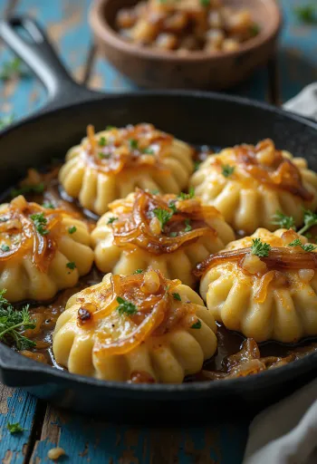 Bánh khoai tây Dödölle giòn rụm ăn kèm kem chua và hành phi