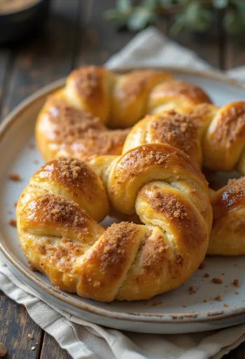 Bánh Pretzel nước hoa hồng được bày ra đĩa