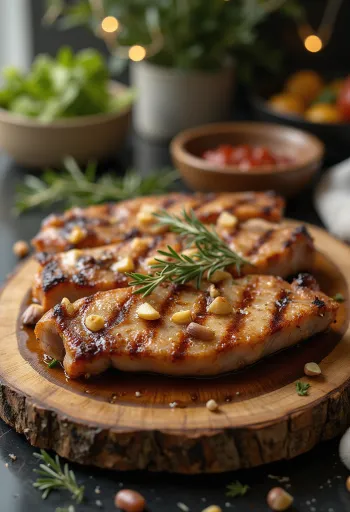 Thịt nạc vai heo nướng được bày ra đĩa