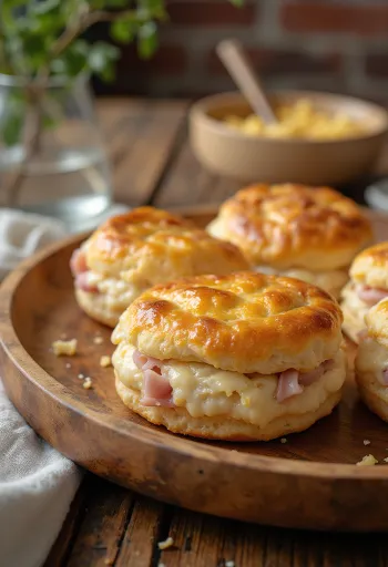 Bánh Pogácsa giăm bông phô mai được bày ra đĩa