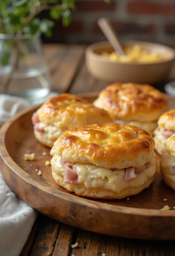 Bánh Pogácsa giăm bông phô mai được bày ra đĩa