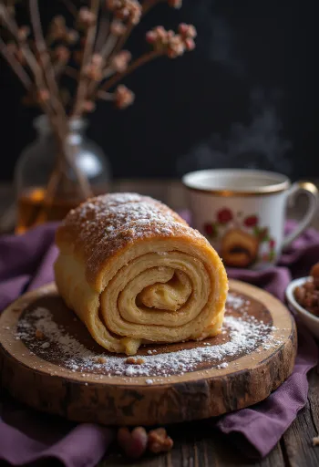 Bánh ống khói hạt dẻ bày ra đĩa