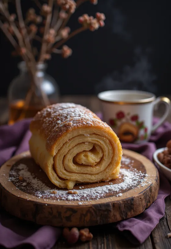 Bánh ống khói hạt dẻ bày ra đĩa