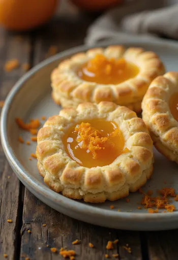 Bánh linzer cam vani trên đĩa tráng miệng