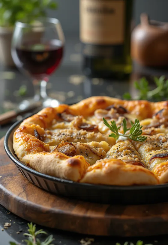 Pizza Sfincione với đế dày Sicily và hành tây ngọt