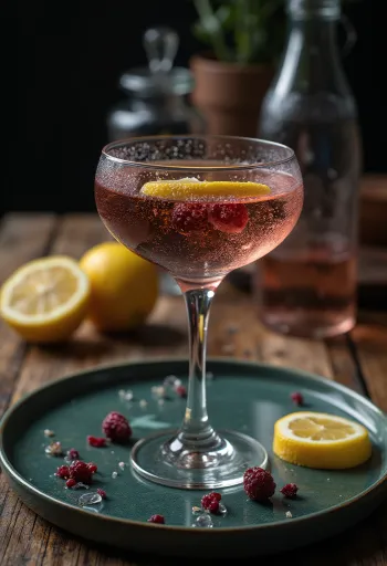 Ly rượu vang nổ sủi tăm với chanh và bạc hà