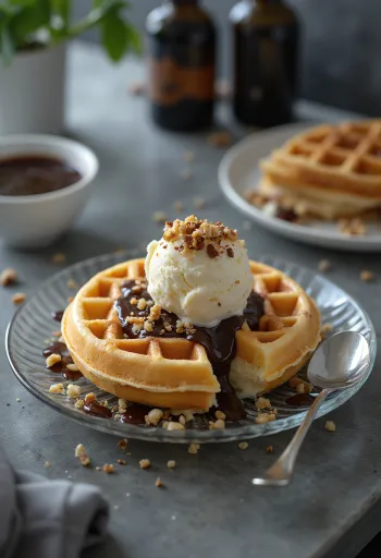 Ly Kem Bánh Waffle bày ra đĩa