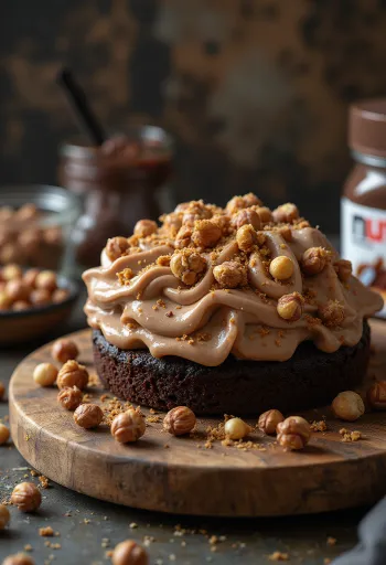 Bánh mascarpone Nutella trang trí với kem tươi và vụn sô cô la